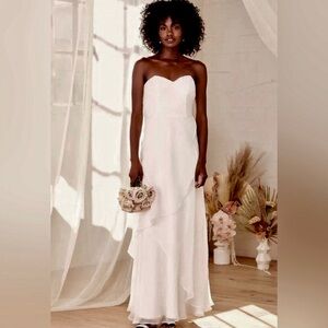 Lulus All About Forever white strapless wedding dress size XS